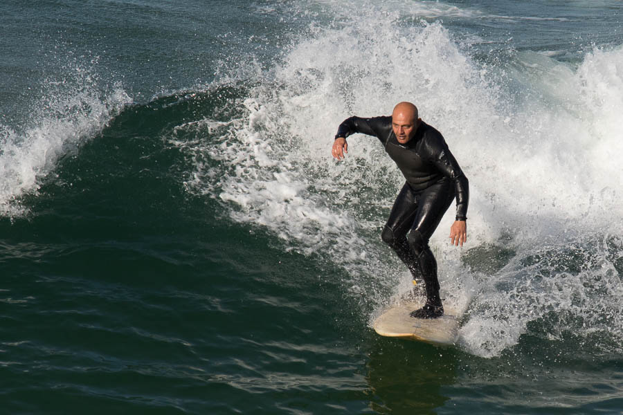 Surfing near Manhattan Beach Pier